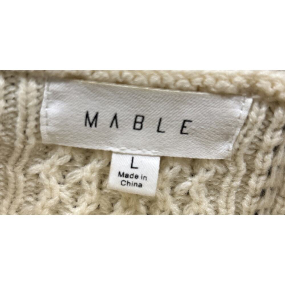 Women’s MABLE Cream / Black Ruffled Sweater Size L *C6 - Picture 3 of 5